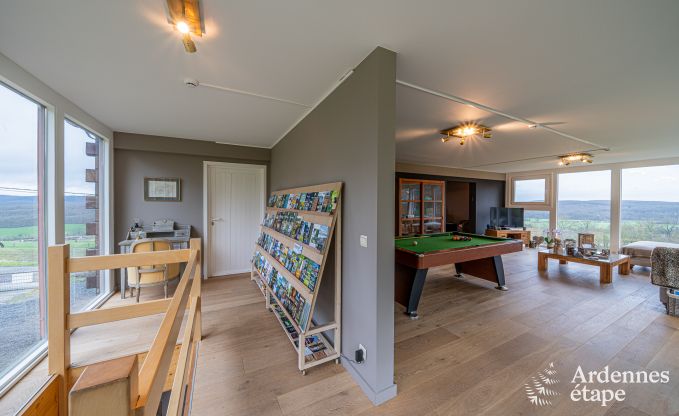 Chalet spacieux pour 14 personnes � Dion, Ardenne, 5 chambres, jardin privatif, terrasse avec vue, salle de jeux et confort optimal