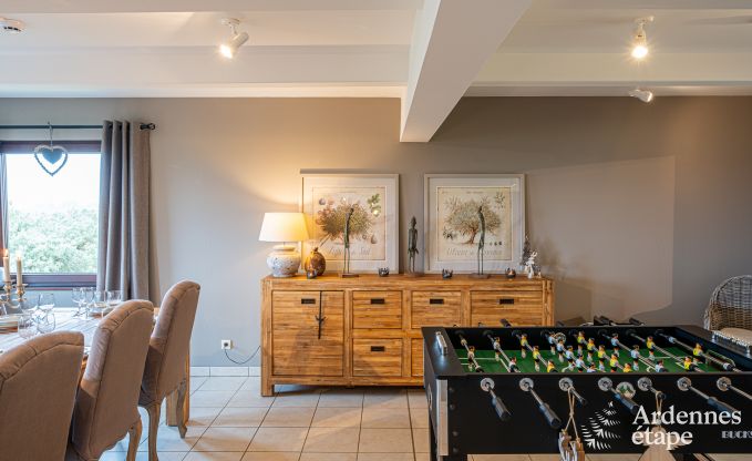 Chalet spacieux pour 14 personnes � Dion, Ardenne, 5 chambres, jardin privatif, terrasse avec vue, salle de jeux et confort optimal