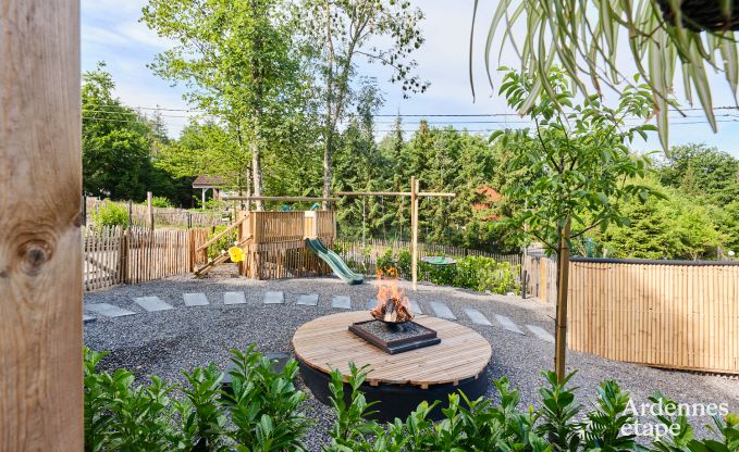 Chalet  Hotton pour 6 personnes avec spa de nage, bain nordique et sauna extrieur prs de Durbuy