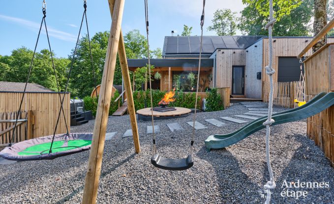 Chalet  Hotton pour 6 personnes avec spa de nage, bain nordique et sauna extrieur prs de Durbuy