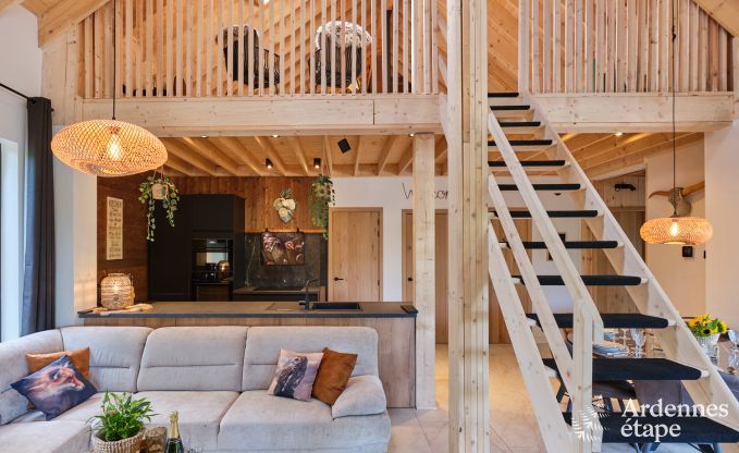 Chalet  Hotton pour 6 personnes avec spa de nage, bain nordique et sauna extrieur prs de Durbuy