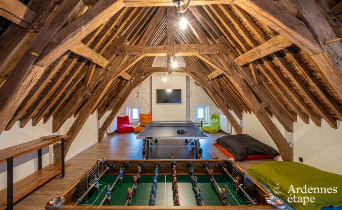 Grande maison de vacances pour 15 personnes � Hotton, Ardenne, avec 6 chambres et salles de bains, chemin�e, billard et terrasse avec brasero