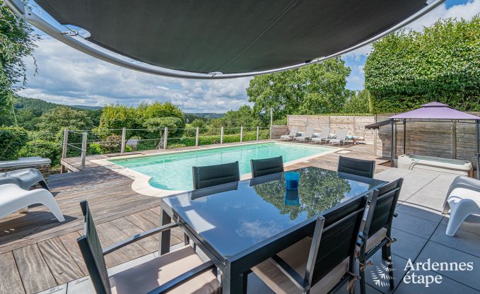 Sjour romantique  Lierneux en Ardenne : Charmante maison de vacances avec grand jacuzzi, sauna et piscine pour couple