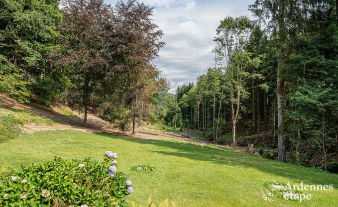 Charmante maison chien admis  Manhay pour 8 personnes, avec piscine extrieure chauffe, tang priv et garage  vlos  la lisire de la fort