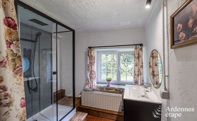 Charmante maison chien admis  Manhay pour 8 personnes, avec piscine extrieure chauffe, tang priv et garage  vlos  la lisire de la fort