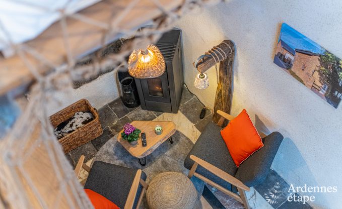 Maison de vacances originale et confortable pour 2 personnes  Manhay avec terrasse prive et pole  pellets