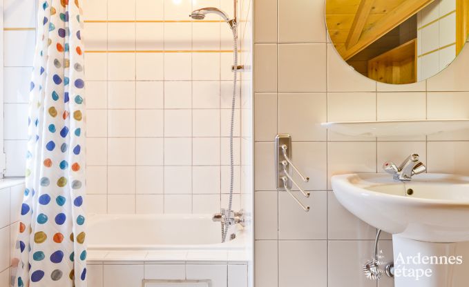 Chalet spacieux  Ovifat, Ardenne, 16 personnes, 8 chambres, 3 salles de bain, sauna, billard, jardin avec terrasse prive