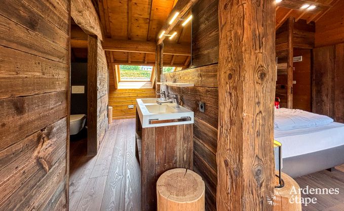 Chalet spacieux  Ovifat, Ardenne, 16 personnes, 8 chambres, 3 salles de bain, sauna, billard, jardin avec terrasse prive