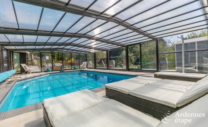 Villa haut de gamme � Redu, Ardenne, 9 personnes, piscine ext�rieure, sauna, hammam, jacuzzi int�rieur et ext�rieur, jardin priv�, �quipements complets