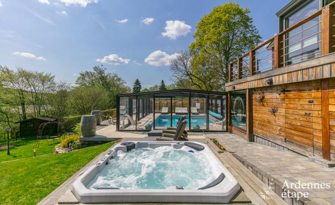 Villa haut de gamme  Redu, Ardenne, 9 personnes, piscine extrieure, sauna, hammam, jacuzzi intrieur et extrieur, jardin priv, quipements complets