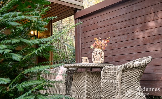 Chalet spacieux  Somme-Leuze pour 8 personnes avec 4 chambres, 3 salles de bains, poele  pellets et jardin priv