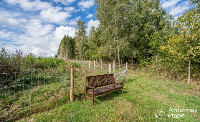 Chalet convivial  Tenneville pour 4 personnes/3 adultes avec 2 chambres, salle de jeux, coin bb et vue panoramique