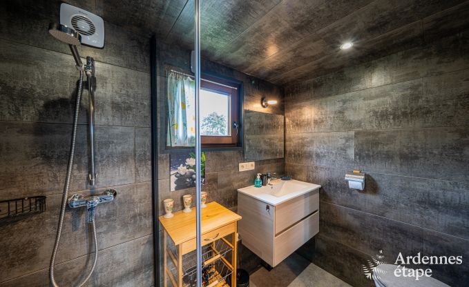 Chalet convivial  Tenneville pour 4 personnes/3 adultes avec 2 chambres, salle de jeux, coin bb et vue panoramique