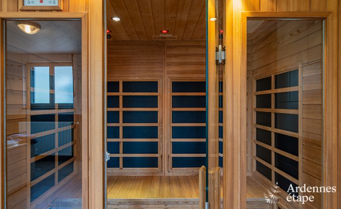 Maison de vacances � Vencimont, Ardenne, 12 personnes, 4 chambres, sauna privatif, billard, jardin au bord de l�eau