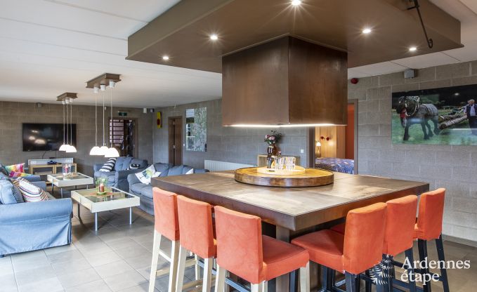 Grande maison de vacances � Vielsalm pour 22 personnes avec 10 chambres, salle de jeux, sauna et grand jardin