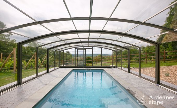 Maison de vacances confortable pour 10 personnes  Villers-en-Fagne avec sauna, jacuzzi, piscine et pole  bois