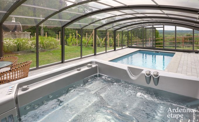 Sjour inoubliable  Villers-en-Fagne : Maison de vacances avec sauna, jacuzzi, piscine et vue imprenable en Ardenne